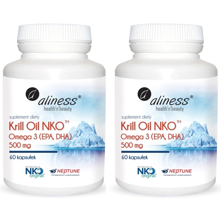 [Zestaw] 2x Aliness Krill Oil NKO 500 mg Omega 3 z Astaksantyną - 60 kapsułek