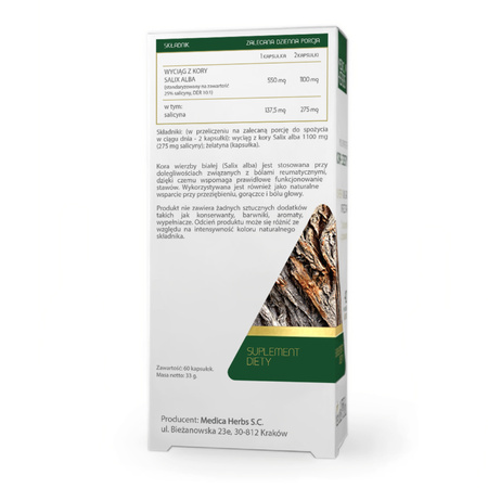 Medica Herbs Kora Wierzby 550 mg - 60 kapsułek