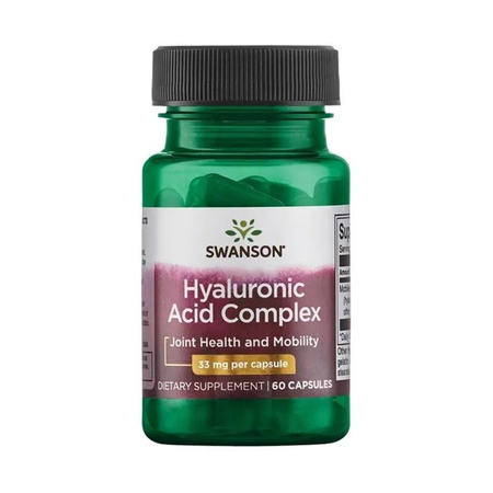 Swanson Hyaluronic Acid Complex 33 mg, Kwas Hialuronowy i Kolagen - 60 kapsułek