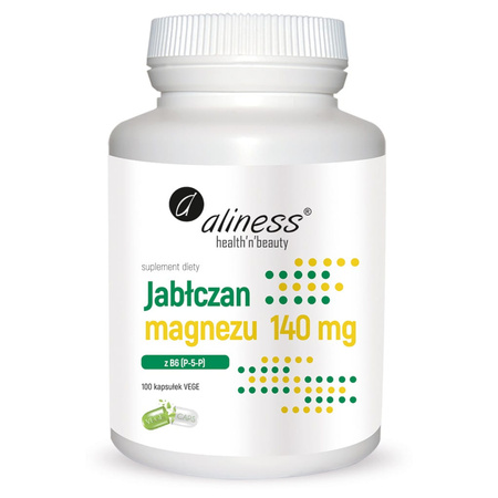 Jabłczan Magnezu 140 mg z Witamina B6 (100 kaps) Aliness
