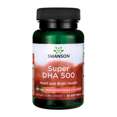 Swanson Super DHA 500 mg Omega-3 z Kałamarnic morskich - 30 kapsułek