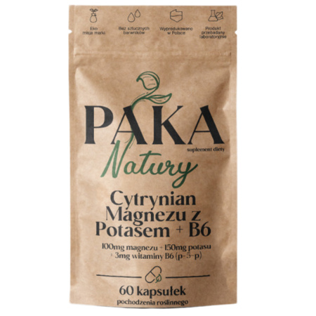 Cytrynian magnezu z Potas + Witamina B6 (60 kaps) Paka Natury