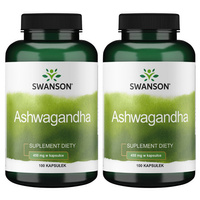 2x Swanson Ashwagandha 450 mg 100 kapsułek Żeń-szeń Indyjski
