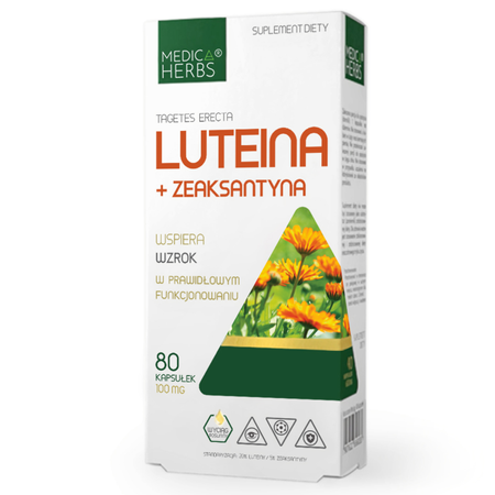 Luteina + Zeaksantyna 100 mg (80 kaps) Medica Herbs Wzrok Ochrona oczu