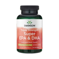 Swanson Omega-3 Triple Strength Super, Kwasy Tłuszczowe EPA + DHA - 60 kapsułek