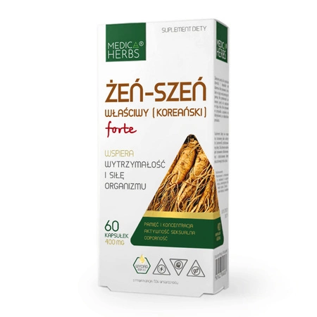 Żeń-Szeń Właściwy (Koreański) FORTE 400 mg (60 kaps) Medica Herbs