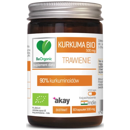 Kurkuma BIO 500 mg + Piperyna 50 kapsułek BeOrganic Aliness