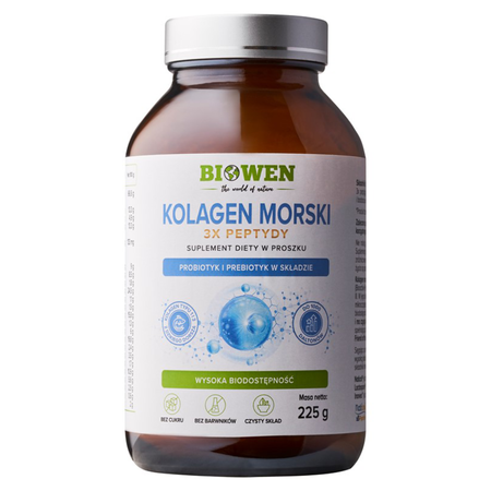 Biowen Kolagen Morski Typu I i III z dzikiego dorsza w proszku - 225g