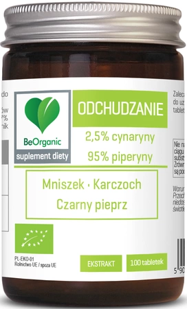 Odchudzanie BIO 400 mg Mniszek Karczoch Czarny pieprz Trawienie (100 tabl) BeOrganic