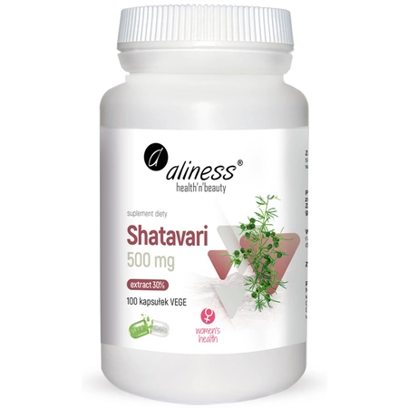 Shatavari 500 mg ekstrakt 30% 100 kapsułek Aliness