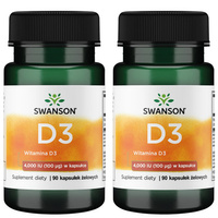 [Zestaw] 2x Swanson Witamina D3 4000 IU 90 kapsułek
