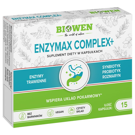 Enzymax Complex+ Biowen - Enzymy trawienne - 15 kapsułek
