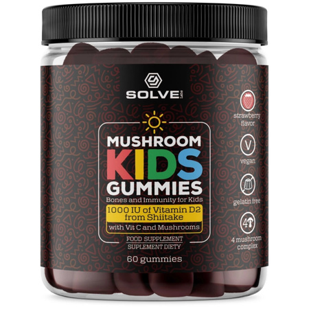 Żelki dla Dzieci z Witamina D i C + Grzyby witalne Mushroom Kids Gummies Solve Labs