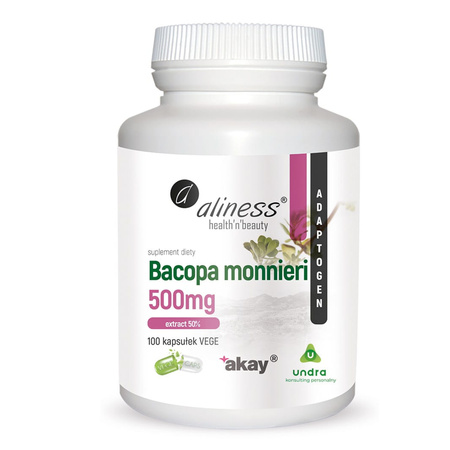 Bacopa monnieri Ekstrakt 50% Bakozydów (100 kaps) Aliness
