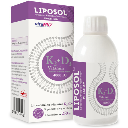 LIPOSOL Liposomalna Witamina K2 VitaMk7 100 mcg + D3 4000 IU - 100 ml