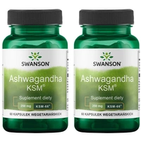 2x Ashwagandha KSM-66 250 mg (60 kaps) Swanson