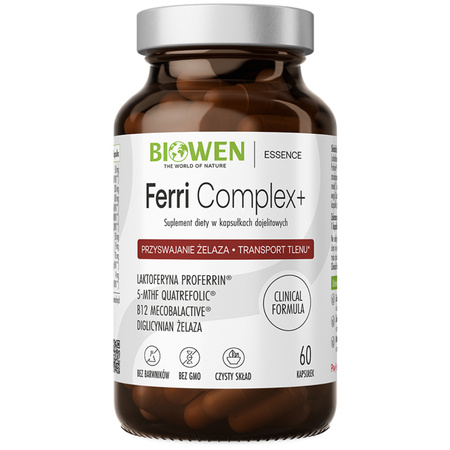 Biowen FerriComplex+, Diglicynian Żelaza, Laktoferyna + Witamina B12 - 60 kapsułek