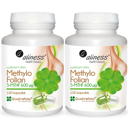 [Zestaw] 2x Aliness Kwas foliowy Methylo Folian 5-MTHF 600 µg - 100 kapsułek
