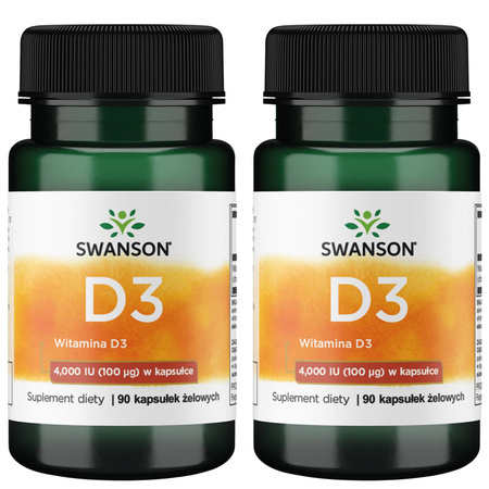 [Zestaw] 2x Swanson Witamina D3 4000 IU 90 kapsułek