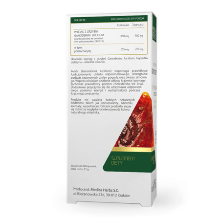 Medica Herbs Reishi (Ganoderma lucidum) 450 mg - 60 kapsułek