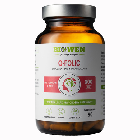 Q-Folic Metylowany Kwas Foliowy 5-MTHF 600 µg Biowen - 90 kapsułek