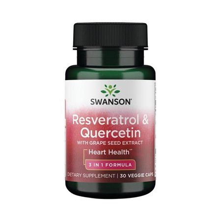 Swanson Resweratrol + Kwercetyna + Pestki winogron 3w1- 60 kapsułek