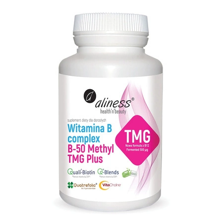 Witamina B Complex B-50 Methyl TMG PLUS z Betaina 100 kapsułek Aliness