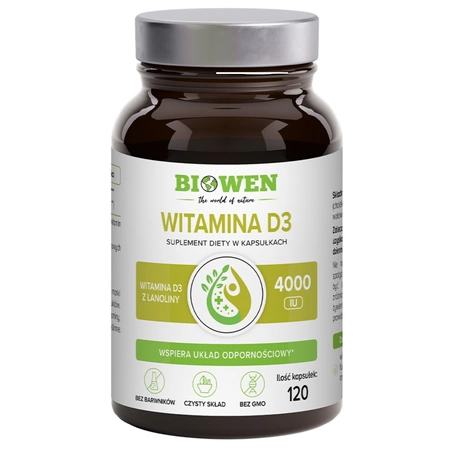 Biowen Witamina D3 4000 IU Naturalna z Lanoliny 120 kapsułek