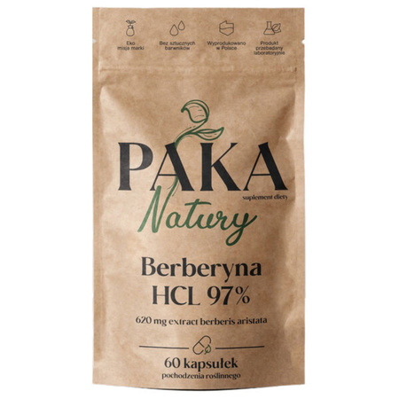 Berberyna HCL 97% 600 mg (60 kaps) Paka Natury