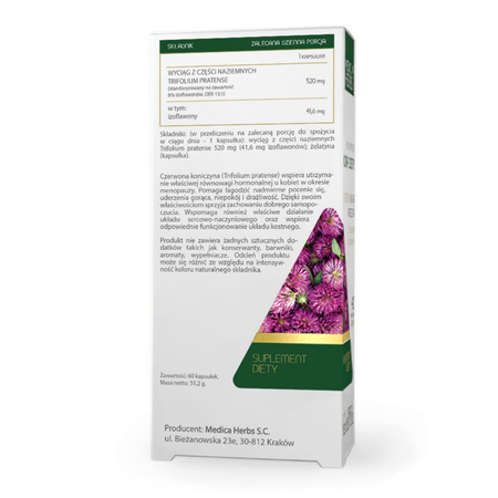 Czerwona Koniczyna (Red Clover) 520 mg (60 kaps) Medica Herbs