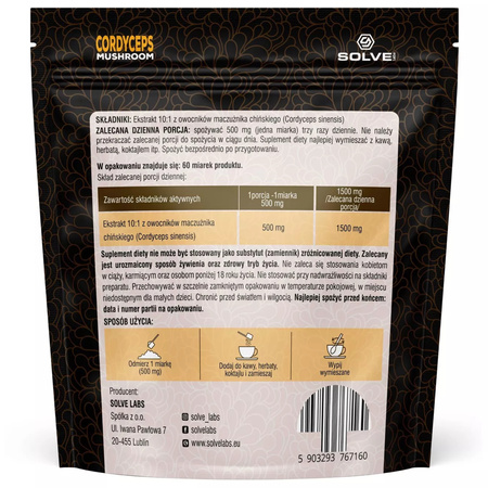 Kordyceps (Cordyceps Sinensis) Ekstrakt 10:1 (30g) Solve Labs