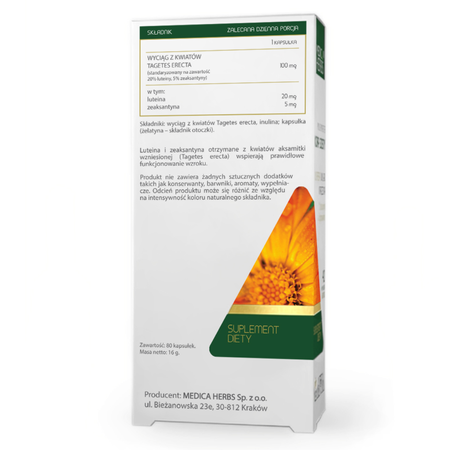Luteina + Zeaksantyna 100 mg (80 kaps) Medica Herbs Wzrok Ochrona oczu