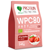 BeOrganic Białko serwatkowe WPC 80 BIO w proszku Truskawka - 345g