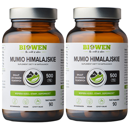 [Zestaw] 2x Biowen Mumio himalajskie Shilajit 500 mg + Witamina C i D3 - 90 kapsułek