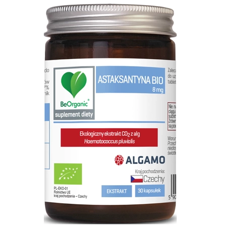 Astaksantyna BIO 8 mg 30 kapsułek BeOrganic