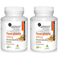 [Zestaw] 2x Panax Ginseng (Żeń-szeń Koreański) 400 mg 100 kapsułek Aliness