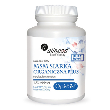 Aliness MSM Siarka organiczna OptiMSM PLUS 180 tabletek
