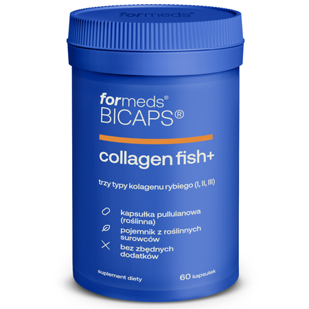 BICAPS Collagen Fish+ Kolagen Rybi Kwas Hialuronowy Glukozamina Chondroityna (60 kaps) ForMeds