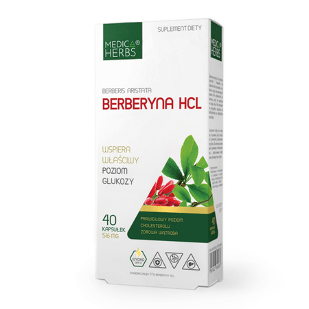 Berberyna HCl 516 mg 40 kapsułek Medica Herbs