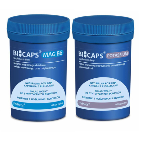 Bicaps Cytrynian magnezu Witamina B6 (60 kaps) + Bicaps Cytrynian potasu (60 kaps)