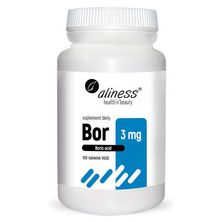 Bor 3 mg Kwas borowy (100 tabletek) Aliness