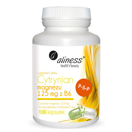 Cytrynian Magnezu 125 mg z B6 (100 kaps) Aliness
