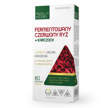 Fermentowany Czerwony Ryż + Karczoch 260 mg (80 kaps) Medica Herbs