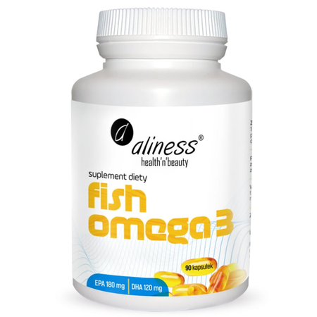 Fish Omega-3 EPA 180 mg DHA 120 mg Kwasy tłuszczowe (90 kaps) Aliness