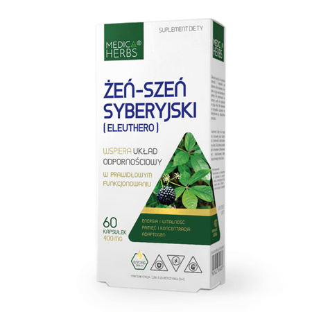Medica Herbs Żeń-Szeń Syberyjski (Eleuthero) 400 mg - 60 kapsułek