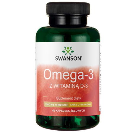 Omega-3 Kwasy tłuszczowe Olej rybi z Witamina D3 (60 kaps) Swanson