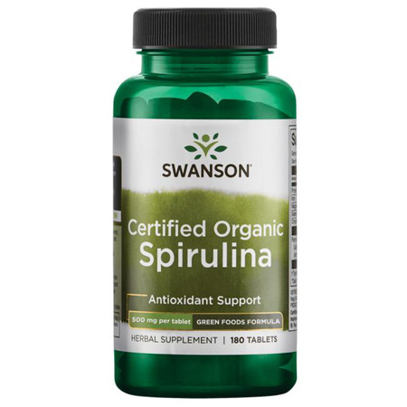 Spirulina Organiczna Certyfikowana 500 mg (180 tabl) Swanson