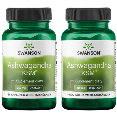 2x Ashwagandha KSM-66 250 mg (60 kaps) Swanson