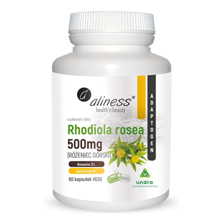 Adaptogen Różeniec górski (Rhodiola rosea) 500 mg (60 kaps) Aliness