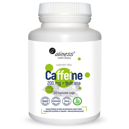 Aliness Caffeine (Kofeina) 200 mg z Guaraną 100 kapsułek